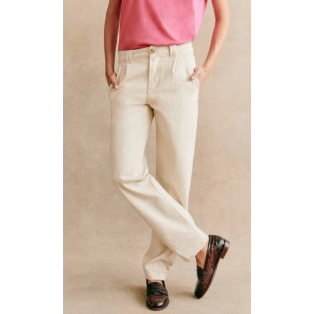 SEZANE Mottled Ecru High Waist Manu Trousers Size 38
